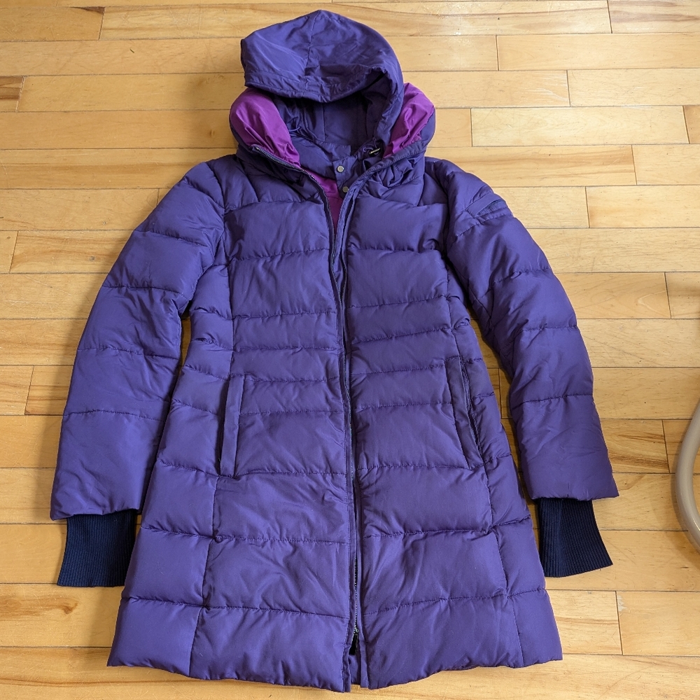 Tahari Women's Deep Purple Hooded Puffer Jacket